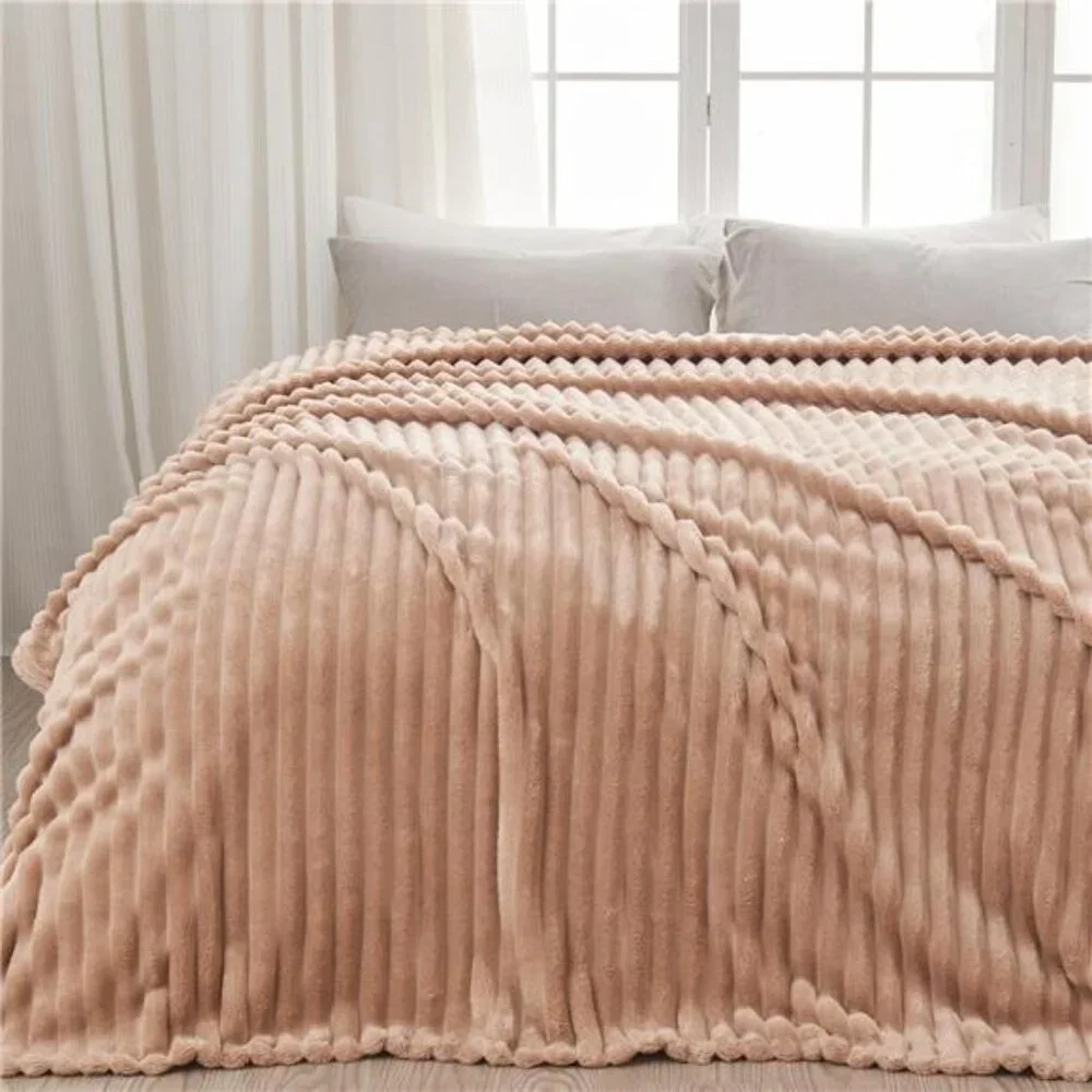Super Soft Blanket Premium Silky Flannel Fleece 3D Ribbed Color: Taupe